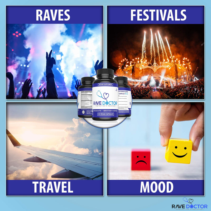 Rave Doctor, Rave Vitamins, Rave Gear, Festival Necessities, Rave Supplements, Rave Pack, Rave Recovery Pills, Rave Pills, 5HTP Rave, Festival Supplement - NewNest Australia