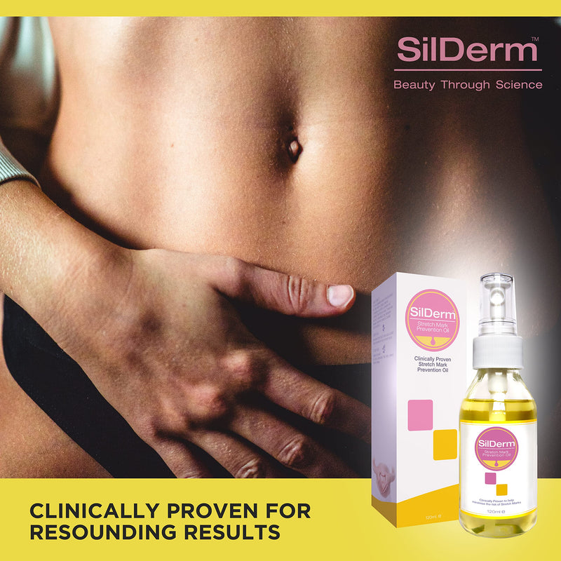 SilDerm Stretch Mark Oil - 120ml - Firming Stretch Mark Lotion for Pregnancy, Body & Tummy - Stretch Mark Oils for Men & Women - Natural Scar Oil Skincare with Vitamin E & Almond Oil - NewNest Australia