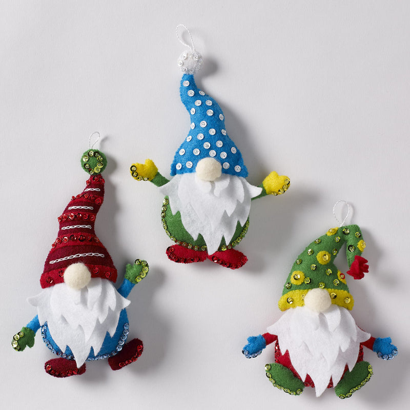 Bucilla Gnomes, Felt Applique Christmas Ornaments, Set of 6 - NewNest Australia