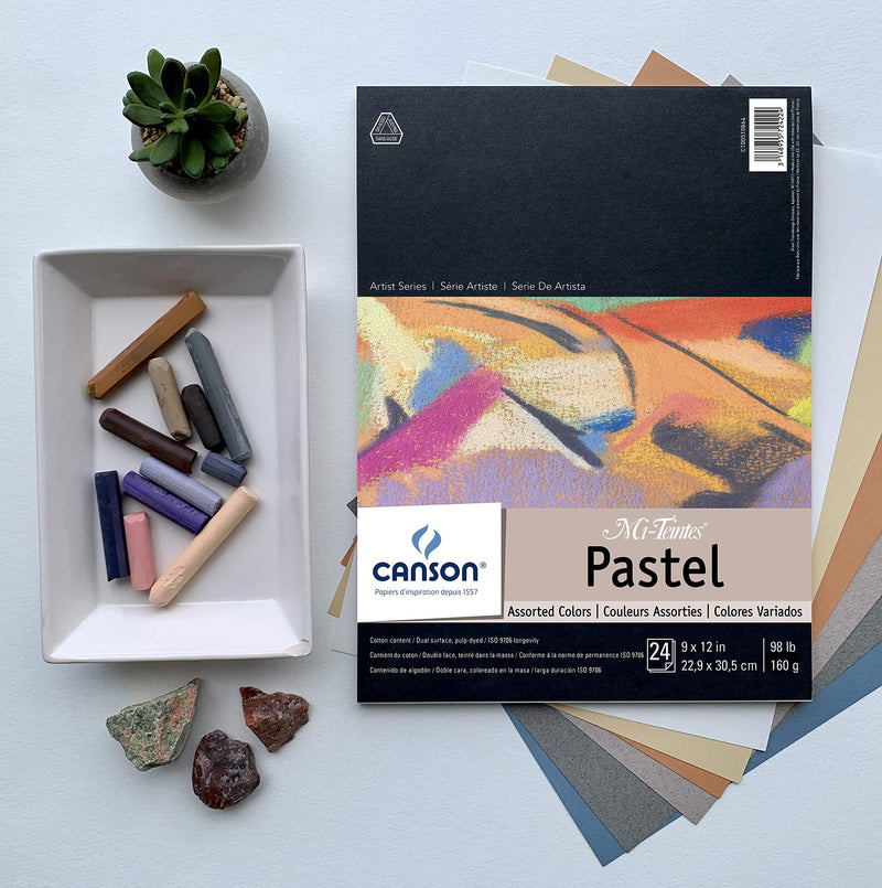 CANSON Mi-Teintes Pastel Pad, Assorted Colors 9"X12" Fold Over (100510864) , White - NewNest Australia
