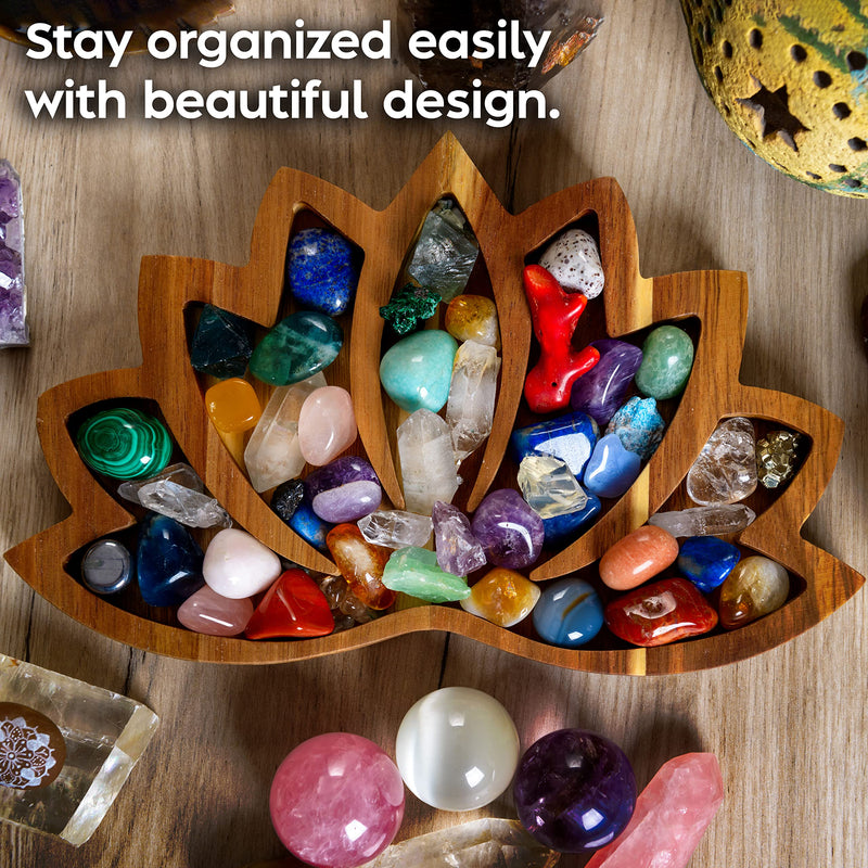 Curawood Lotus Crystal Tray for Stones - Display Your Crystals & Healing Stones - Crystal Holder for Stones Display - Crystal Shelf Display for Stones - Crystal Organizer Bowl for Crystals Stones - NewNest Australia