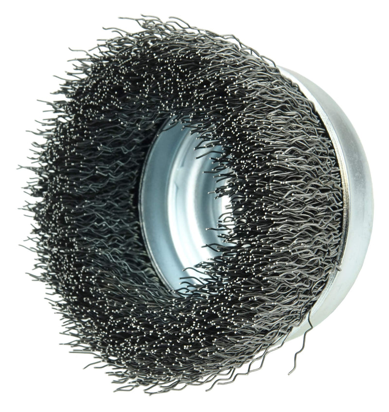 Weiler 36236 Wolverine 4" Crimped Wire Cup Brush, 0.020" Steel Fill, 5/8"-11 UNC Nut, Made in The USA 4" Dia .020" Wire Size x 1-1/8" Trim Length - NewNest Australia