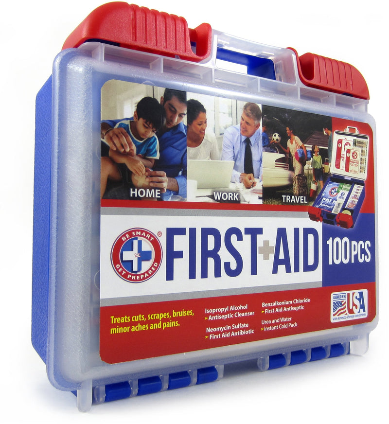 Be Smart Get Prepared 100 Piece First Aid Kit: Clean, Treat, Protect Minor Cuts, Scrapes. Home, Office, Car, School, Business, Travel, Emergency, Survival, Hunting, Outdoor, Camping & Sports - NewNest Australia