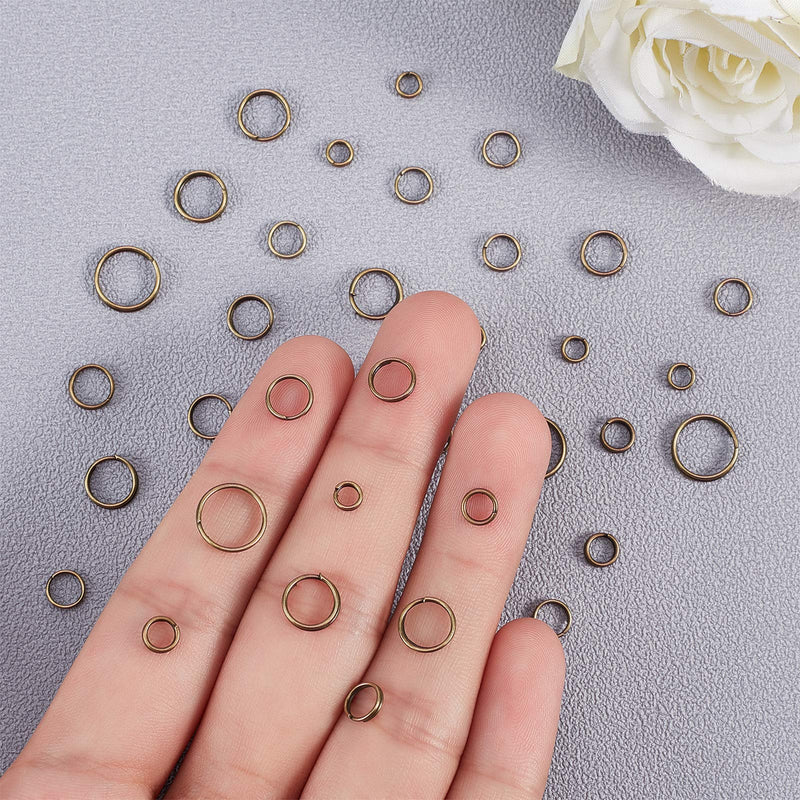 PandaHall Elite 900 Pcs 6 Sizes 4/5/6/7/8/10mm Iron Split Rings Double Loop Jump Ring for Jewelry Making Antique Bronze 6 Sizes (4-10mm) - NewNest Australia