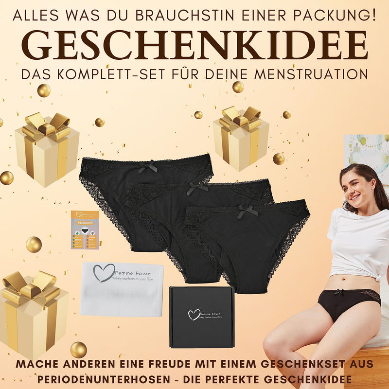 Femme Favor Period Underwear - Set Of 3 Women'S Panties, Cotton Women'S Underwear For Heavy Menstruation - Menstrual Underwear Set Including Wash Bag, Also Suitable For Girls - NewNest Australia