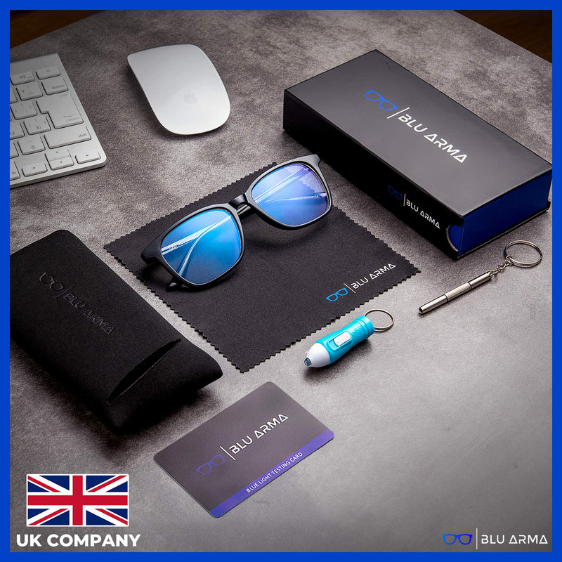 BLU ARMA® Blue Light Glasses for Men & Women with Glasses case – Reading Glasses - Gaming Glasses to Prevent Migraine, Eye Strain, and Improve Sleep – UV 400 Protection - CE & FDA Certified Black Panther - NewNest Australia