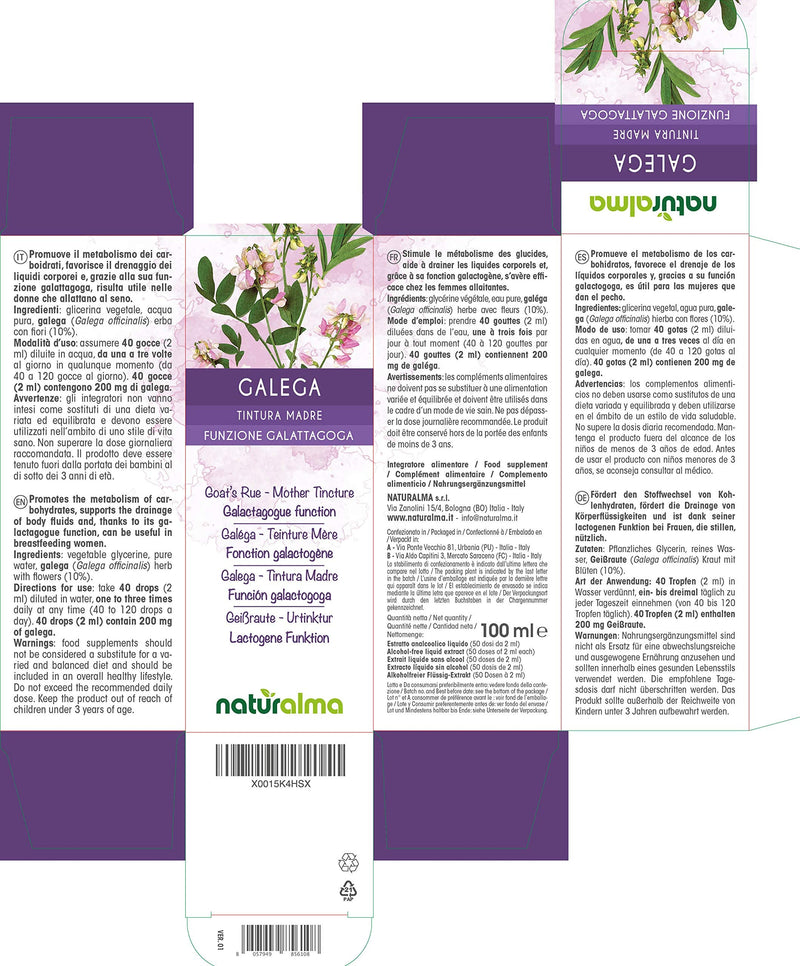 Goat’s rue (Galega officinalis) herb with Flowers Alcohol-Free Mother Tincture Naturalma | Liquid Extract Drops 100 ml | Food Supplement | Vegan 100 ml (Pack of 1) - NewNest Australia
