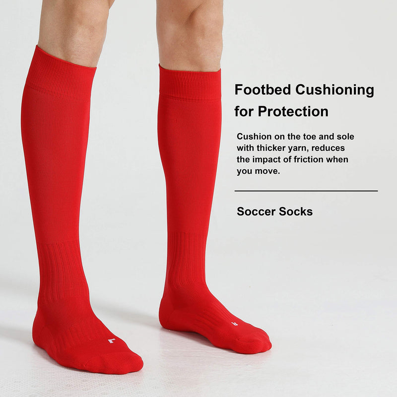 2 / 3 Pack Soccer Softball Baseball Socks for Youth Kids Adult Multi-Sport Socks Red (2 Pack) Medium - NewNest Australia
