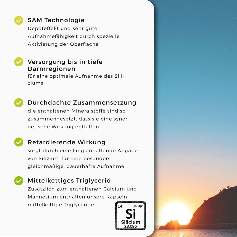 Dr. Rilling Silicon Plus - high-dose silicon with calcium & magnesium I Made in Germany I For supporting metabolism, muscles, nerves & bones I 100% vegan I 80 silicon capsules - NewNest Australia
