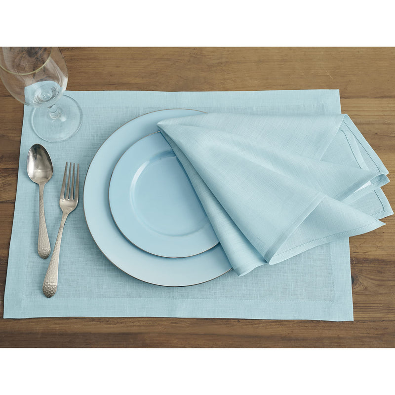 Pure Linen Napkins Fete  Aqua Blue, 20 x 20 Inch Set of 4  100% Pure Linen Machine Washable Dinner Napkins by Solino Home - NewNest Australia
