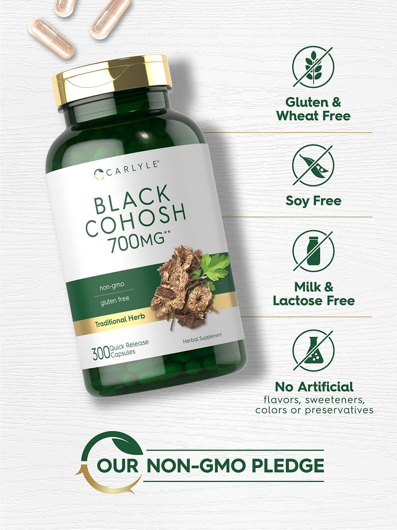 Black Cohosh Capsules | 700mg | 300 Count | Non-GMO, and Gluten Free Formula | Black Cohosh Root Extract Supplement | by Carlyle - NewNest Australia