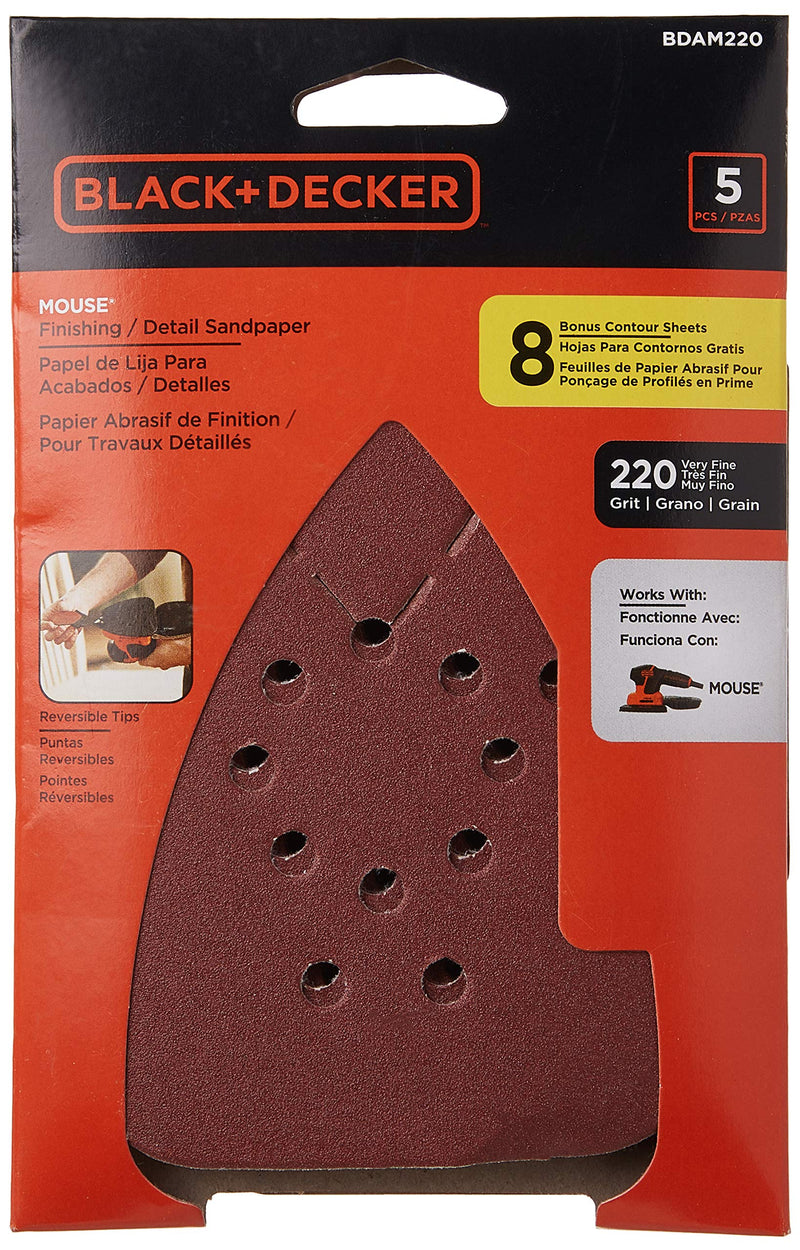 BLACK+DECKER Sandpaper Assortment for Mouse Sander, 220-Grit, 5-Pack (BDAM220) - NewNest Australia
