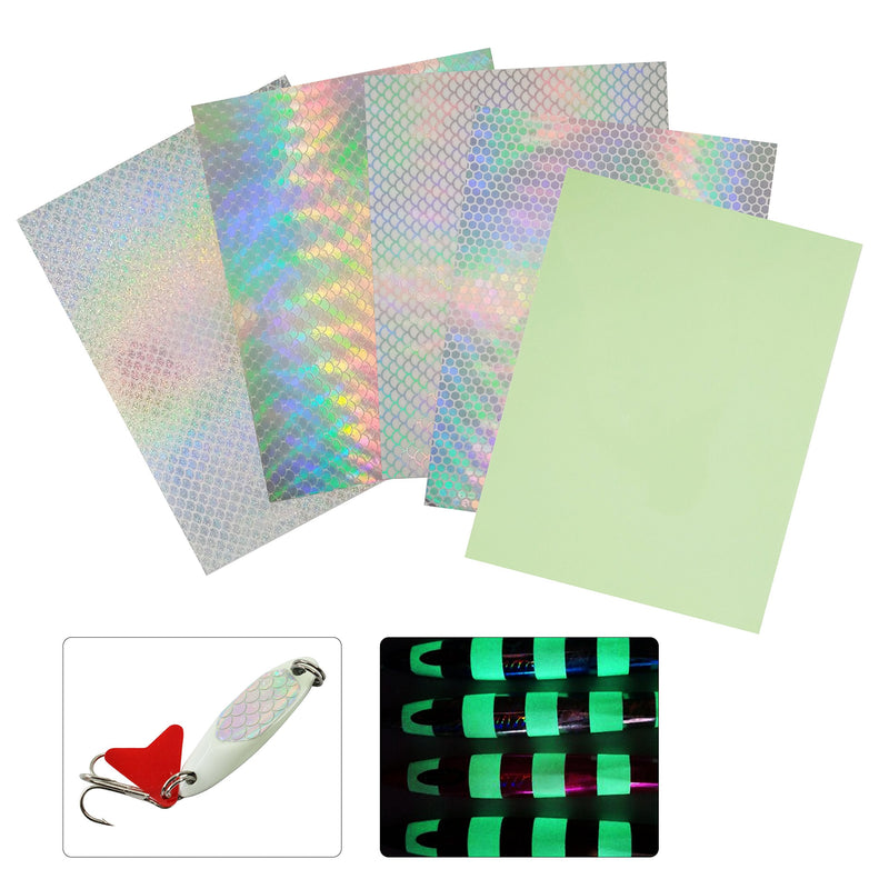 SILANON Fishing Lures Tape Reflective Fish Scales Sticker Holographic Adhesive Film Flash Lure Tape for Fishing Lure Making DIY Crafts Tool Type A-20PCS - NewNest Australia