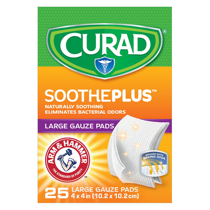 Curad SoothePlus Large Gauze Pads, 4" x 4", White, 25 Count 25 Count (Pack of 1) - NewNest Australia