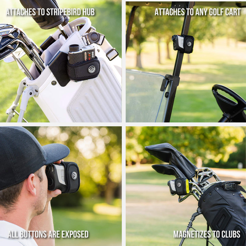 Stripebird - 2.0 Slim Golf Magnetic Rangefinder Wrap Mount (Form Fitting Strap) - Easily Access Range Finder Device While You Golf - Buckle-Less Strap Stealth Black - NewNest Australia