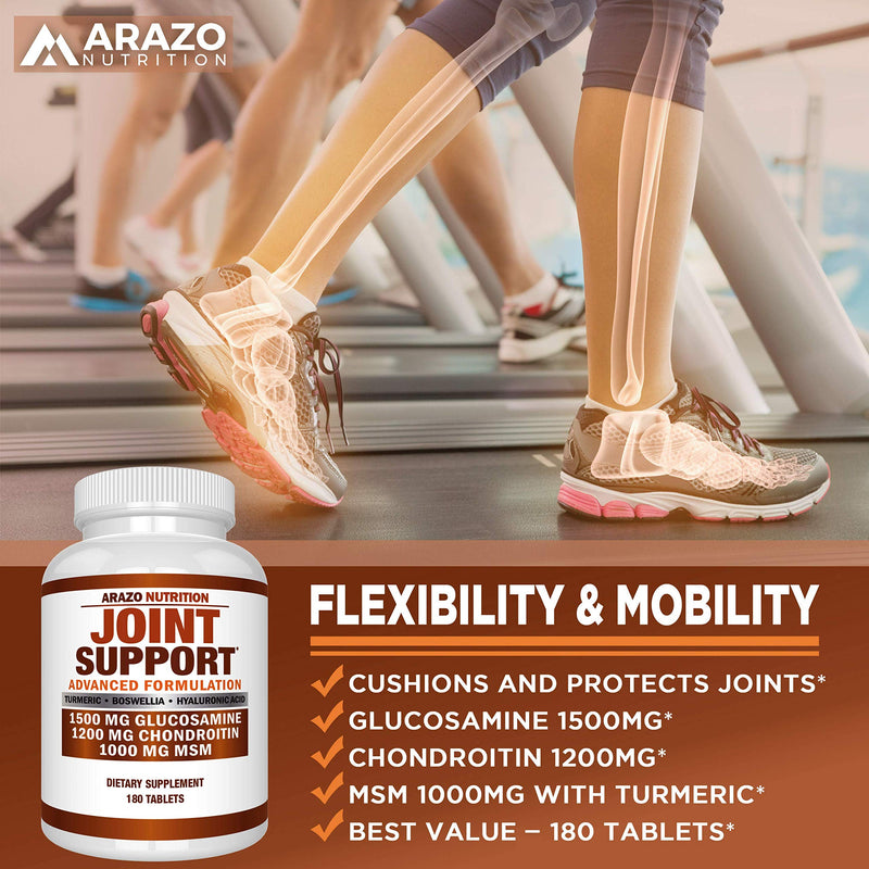 Glucosamine Chondroitin Turmeric Msm Boswellia - Joint Support Supplement for Relief 180 Tablets - Arazo Nutrition - NewNest Australia