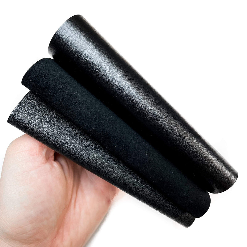Black Leather Fabric for Crafts: 3 Sheepskin Sheets of Black Suede and Black Lambskin Leather Hides 5x5IN/ 12x12cm - NewNest Australia