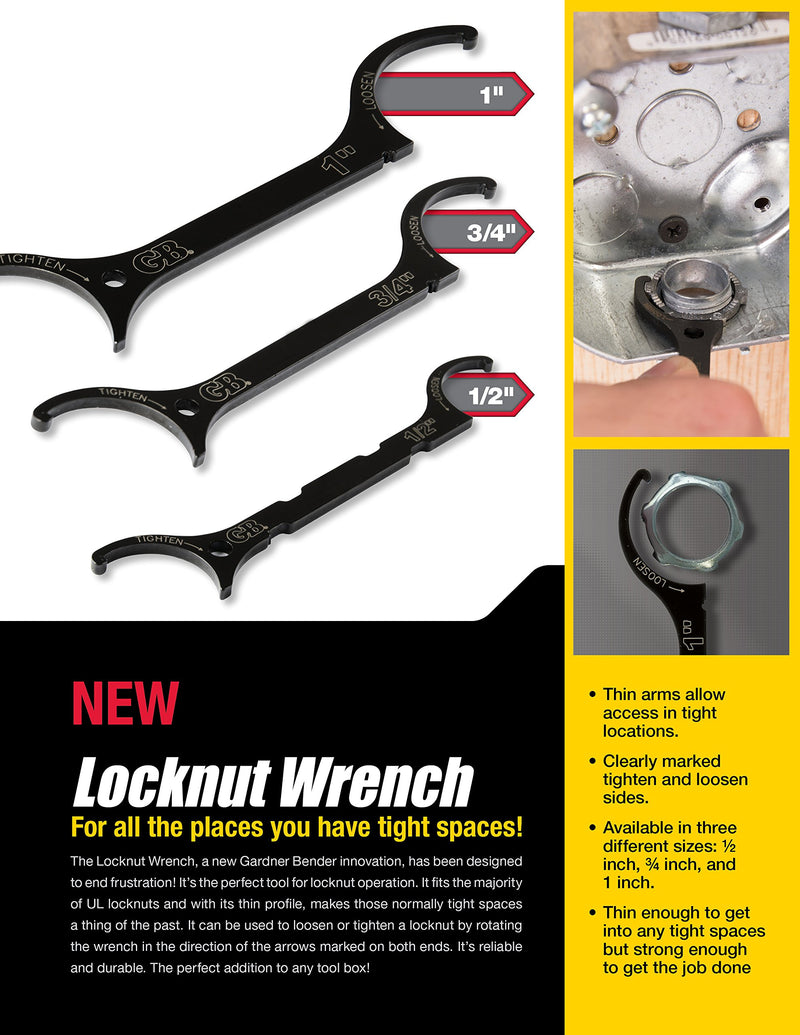 Gardner Bender LNW-KIT Locknut Wrench Kit, ½ & ¾ Inch., Loosen / Tighten locknuts, Steel Construction fits UL locknuts, 2 Pk. Bundle, Black 2-pack Bundle - NewNest Australia