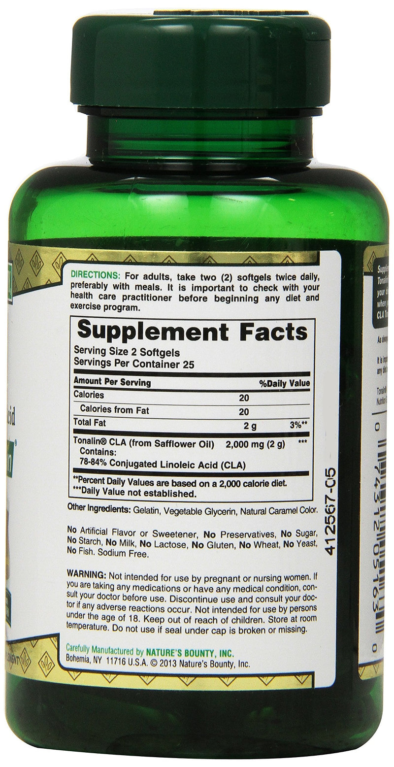 Nature's Bounty Tonalin Pills and Dietary Supplement, Diet and Body Support, 1000 mg, 50 Softgels - NewNest Australia
