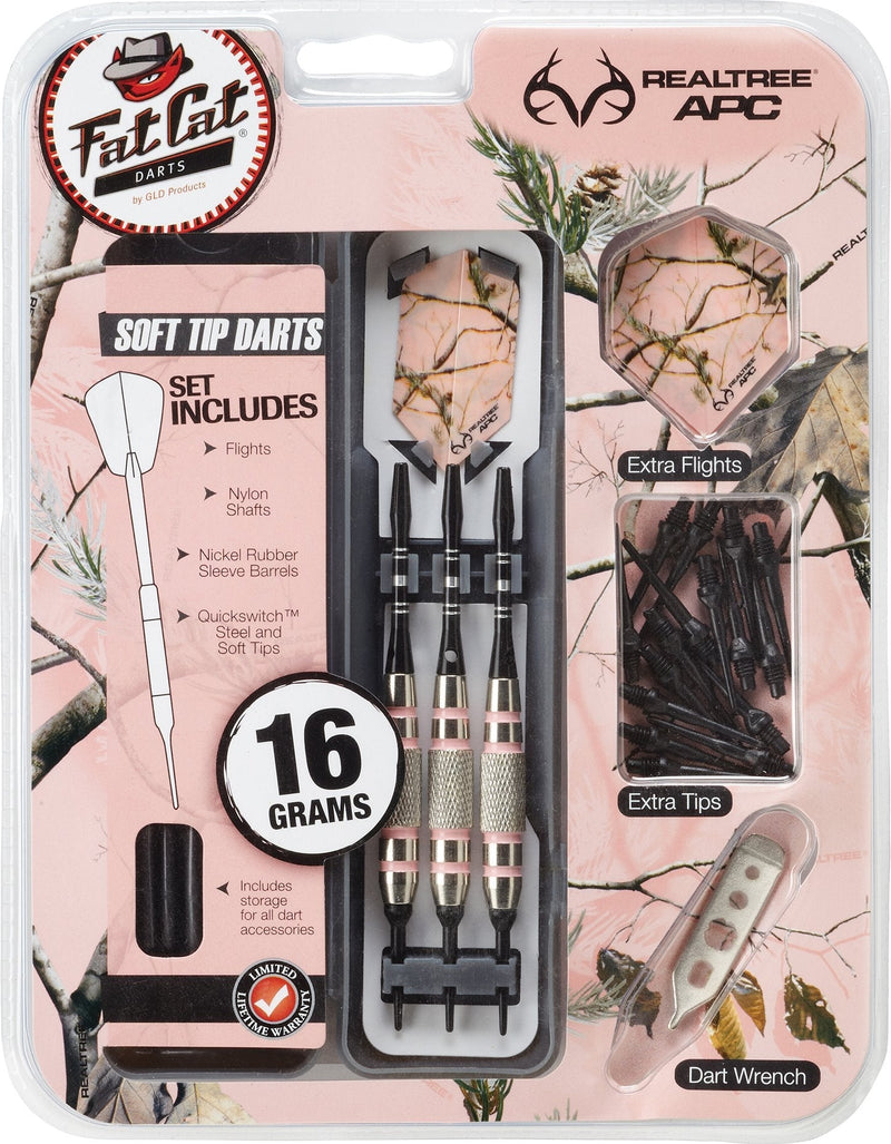 Fat Cat Realtree APC Pink Camo Soft Tip Darts with Storage/Travel Case, 16 Grams - NewNest Australia