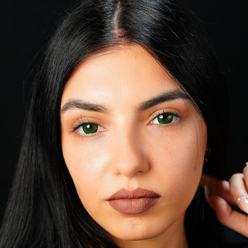 Contact Lenses Colored Without Prescription Green | Crazy Green Annual Lenses Anime | Soft Lenses Hydrogel | Pack Of 2 Color Lenses + Lens Container | 0.0 Diopters | Fancy Dress | Halloween | - NewNest Australia