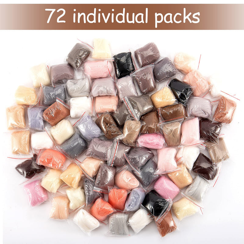 72pcs 7.6 oz Needle Felting Wool- 24 Dark Colors Nature Fibre Wool Yarn Roving Needle Felting Hand Spinnings for Wool Felting Yarn Supplies DIY Craft Materials, 3g/Color Deep Color - NewNest Australia