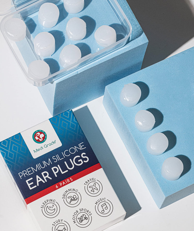 Medi Grade Silicone Ear Plugs for Sleep, 6 Pairs - Custom Fit Stop Snoring Noise Cancelling Ear Plugs for Sleeping 27dB – Reusable Earplugs for Sleep, Swimming and Concert Ear Plugs Noise Cancelling - NewNest Australia