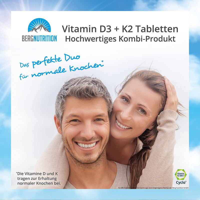 Berg Nutrition Vitamin D3 10,000 IU + 200 µg K2 99+% ALL-Trans, 365 vegetarian tablets, high dosage and divisible, premium vitamin D tablets, vitamin D 3 and vitamin K 2 - NewNest Australia