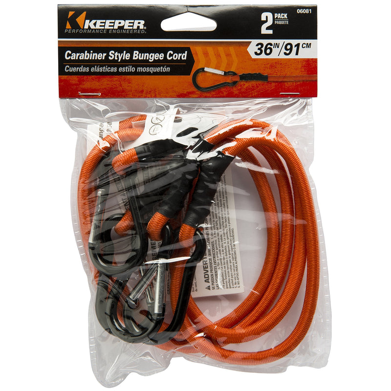 Keeper 06081 36" Bungee Cord with Mini Carabiner Hooks, 2 Pack - NewNest Australia