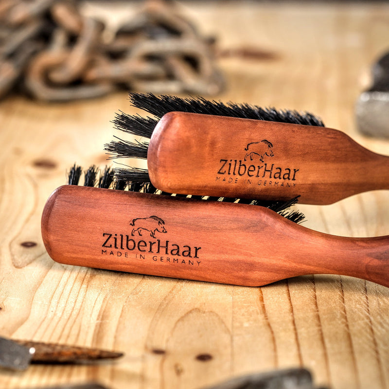 Zilberhaar Beard Brush (Soft Bristles) | 100% wild boar bristles with pear wood | Works With All Beard Balms & Oils | Made in Germany - NewNest Australia