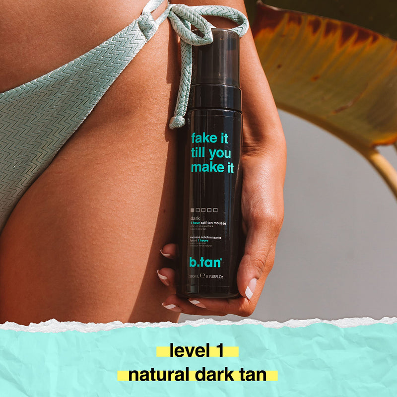 b.tan Fake Tan | Fake It Till You Make It Self Tanner - Fast, 1 Hour Sunless Tanner Mousse, Natural Looking Tan, No Gimmicks, No Fake Tan Smell, No Added Nasties, Vegan, Cruelty & Paraben Free, 200ml - NewNest Australia