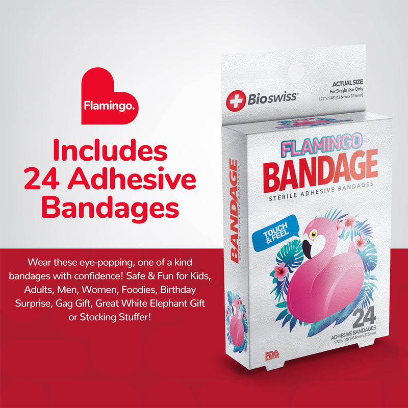 BioSwiss Kids Bandaids | 24pcs Self-Adhesive Sterile Unique Shaped Bandages Colorful Funny Cute Toddler Girls & Boys, Adults First Aid, Protect Scrapes and Cuts | Wellness for Everyone (Flamingo) Flamingo - NewNest Australia