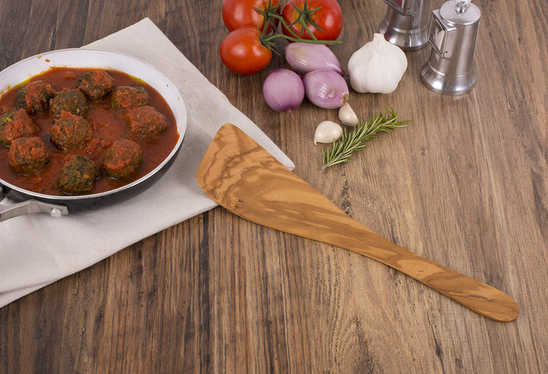 NewNest Australia - Eddington Italian Olive Wood Wide Spatula, Handcrafted in Europe, 12.5-Inches 12.5 Inch 