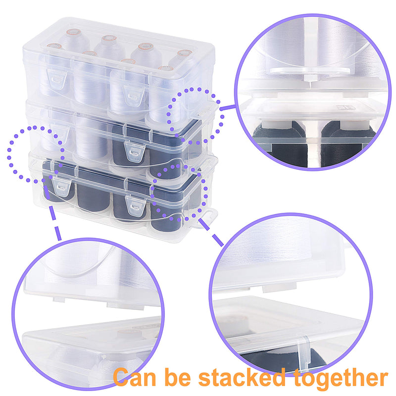 New brothread Polyester Embroidery Machine Thread 1000m Each with Clear Plastic Storage Box for Embroidery & Quilting - 8xBlack Black - NewNest Australia