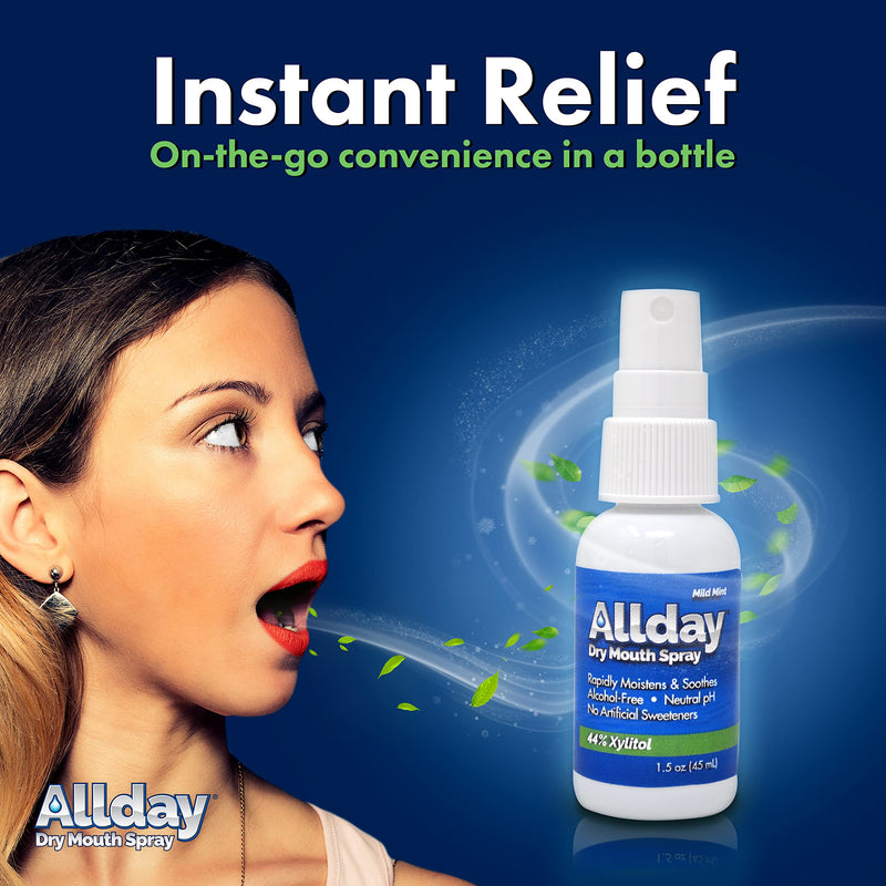 Allday Dry Mouth Spray - Maximum Strength Xylitol, Fast Acting, Long Lasting, Non-Acidic (Pack of 2) 1.5 Fl Oz (Pack of 2) - NewNest Australia