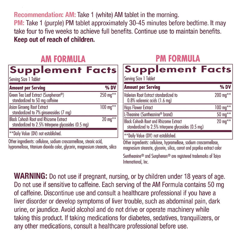 Enzymatic Therapy AM/ PM Menopause Hormone-Free Formula Daytime Energy & Restful Sleep (60 Count) - NewNest Australia