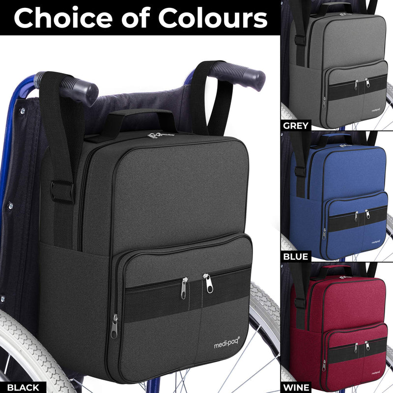 iMedic Deluxe Wheelchair Bag - Wheelchair Backpack – Wheelchair Bags for Back of Chair - Electric Wheelchair Accessories - Wheelchair Storage - Wheelchair & Mobility Scooter Bags & Baskets - Black - NewNest Australia