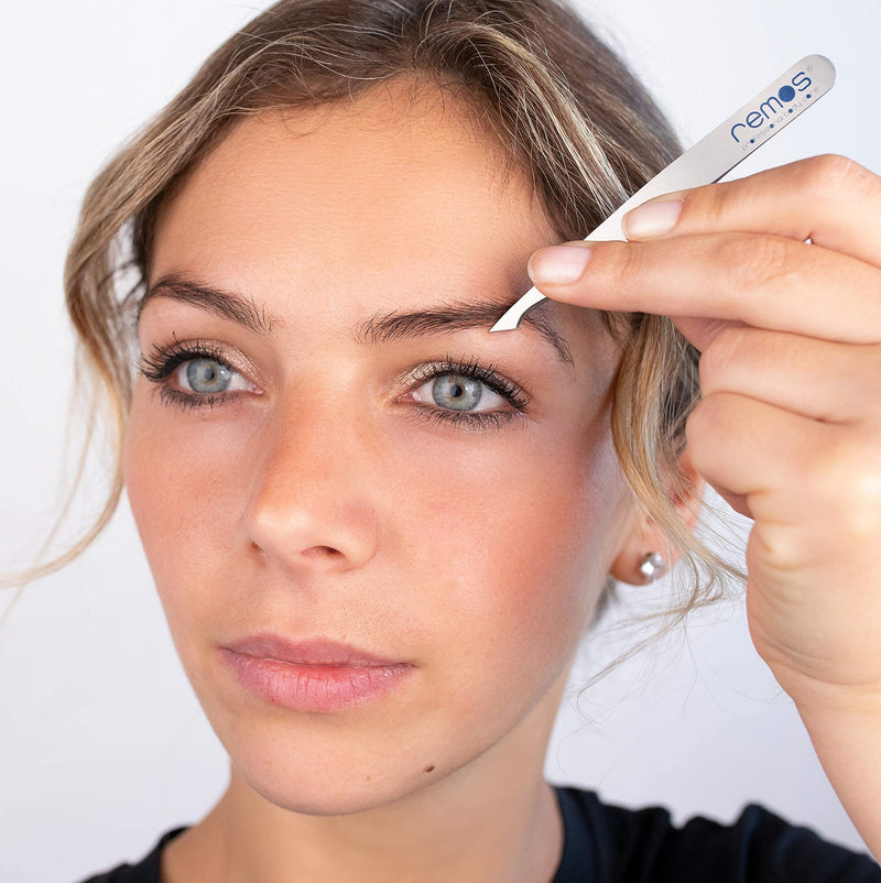 REMOS combination tweezers stainless steel [INOX] 9.5 cm - 2-in-1 for splinters - hair satin - NewNest Australia