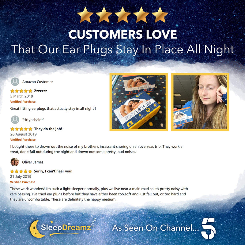 SleepDreamz® Foam Ear Plugs for Sleeping – x20 Pairs of Noise Cancelling Ear Plugs – Stop Snoring & Other Loud Noises from disrupting Your Sleep, with These Earplugs for Sleep - NewNest Australia