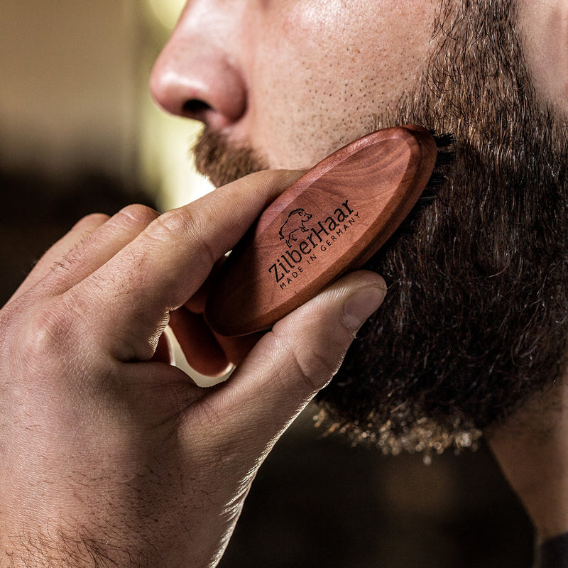 ZilberHaar Pocket Beard Brush (Hard Bristles) | 100% wild boar bristles and pear wood | Can be used with all beard balms and oils Made in Germany | Travel friendly - NewNest Australia