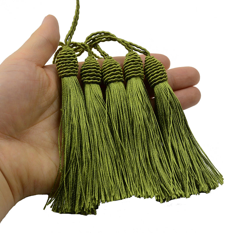 20pcs 15.5cm/6 Inch Silky Floss Bookmark Tassels with 2-Inch Cord Loop and Small Chinese Knot for Jewelry Making, Souvenir, Bookmarks, DIY Craft Accessory (Army Green) Army Grren - NewNest Australia