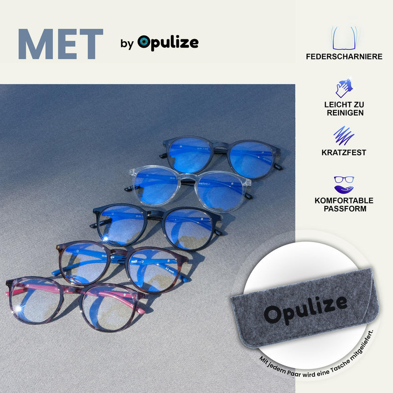 Opulize Met Glasses Blue Light Filter Slim Round Frame Spring Hinges Improves Sleep Computer Glasses Gaming Anti-Reflective Black Men Women B60-1 +0.00 +0.00 Diopters - NewNest Australia