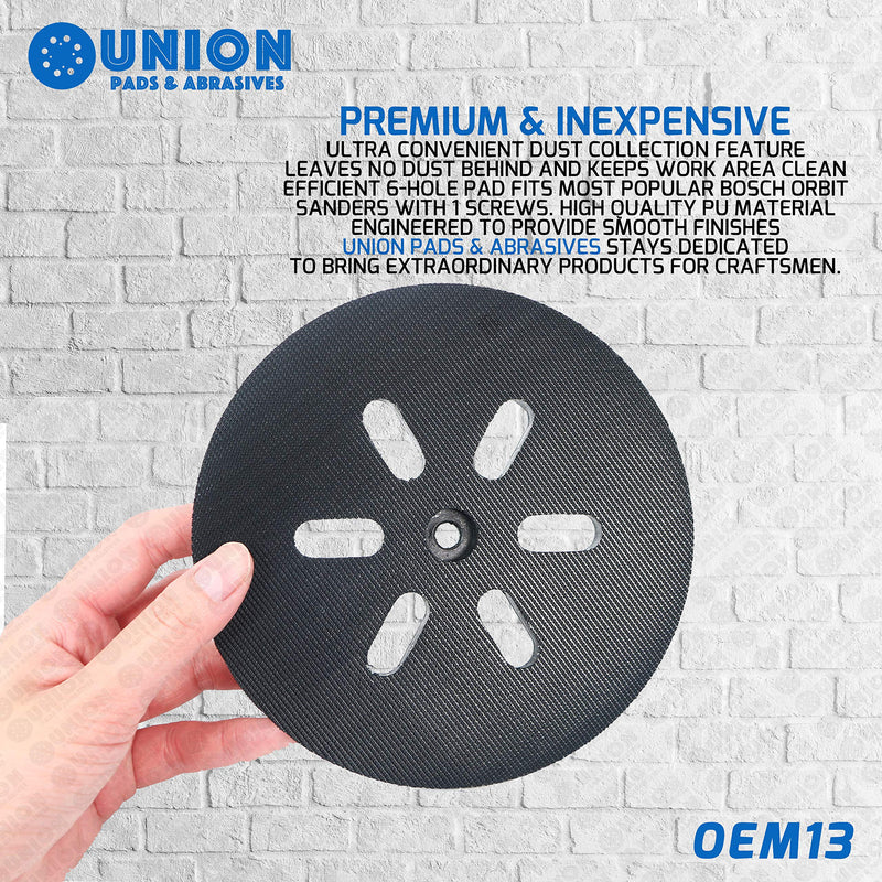 Union Pads & Abrasives OEM13 150mm 6 Inch Hook & Loop Replacement Orbital Sander Backing Pad for Bosch RS6045 & RS6046 Compatible with Bosch 6 Inch Sanding Pad Fits 3727DVS 3727DEVS 1250DEVS ROS65VC - NewNest Australia