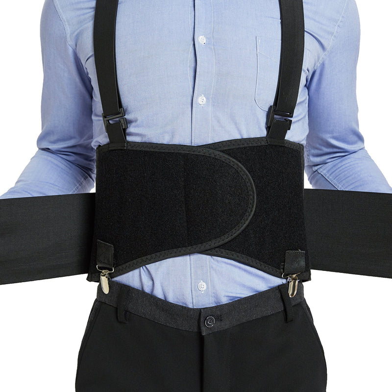 Neotech Care Back Support Belt With Removable Straps And Trouser Clips - Lumbar Support - Adjustable, Lightweight, Breathable - Shoulder Straps - Work - Black (M) - NewNest Australia