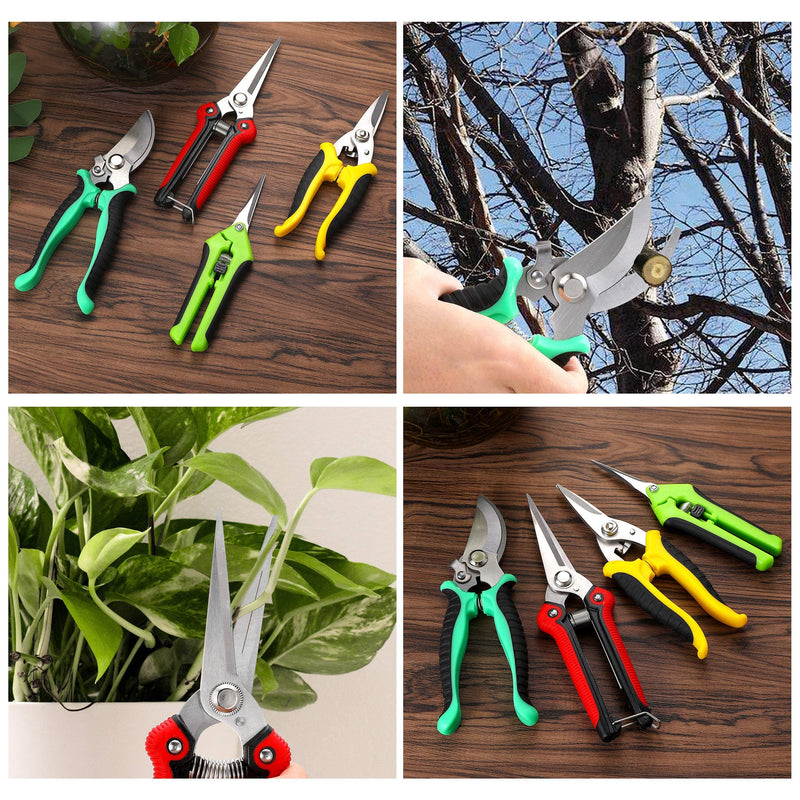 5 pack Garden Pruning Shears Stainless Steel Blades, Handheld Scissors Set with Gardening Gloves,Heavy Duty Garden Bypass Pruning Shears ,Tree Trimmers Secateurs, Hand Pruner - NewNest Australia