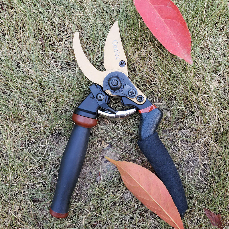 Gonicc 8" Professional Rotating Bypass Titanium Coated Pruning Shears(GPPS-1014), Secateurs, Scissors, Pruners with Heavy Duty SK5 Blade. Soft Cushion Grip Handle for Everyone. - NewNest Australia