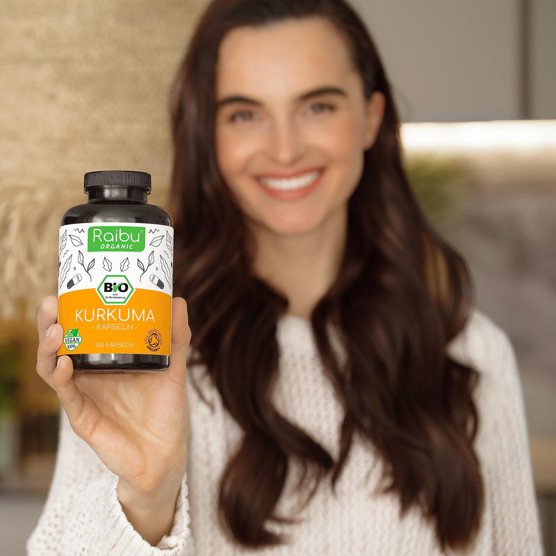 Raibu Bio Turmeric Capsules, High Dosage, 180 Turmeric Capsules With 3000 Mg Per Daily Dose, High Curcumin Content, Produced In Germany, Vegan Turmeric Capsules - NewNest Australia