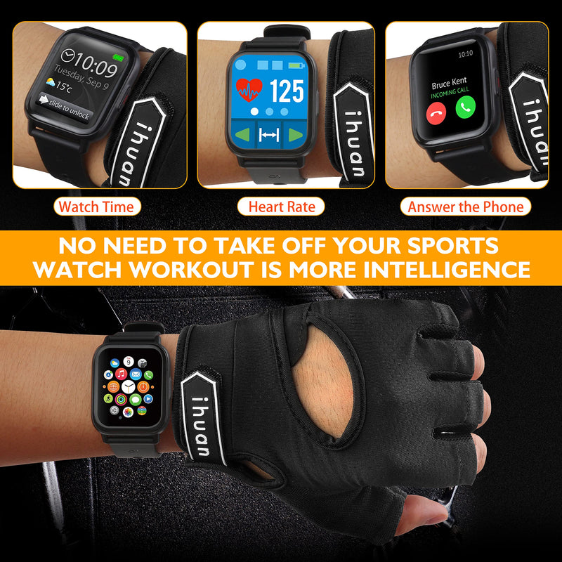 ihuan New Breathable Workout Gloves for Women & Men - No More Sweaty & Full Palm Protection Gym Exercise, Fitness, Weightlifting, Pull-ups, Deadlifting, Rowing Black Medium - NewNest Australia