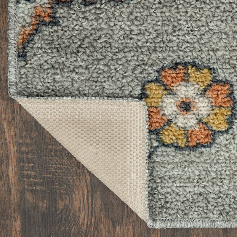 Maples Rugs Fleur Contemporary Motif Kitchen Rugs Non Skid Accent Area Carpet [Made in USA], Radiant Grey, 1'8 x 2'10 1'8" x 2'10" - NewNest Australia