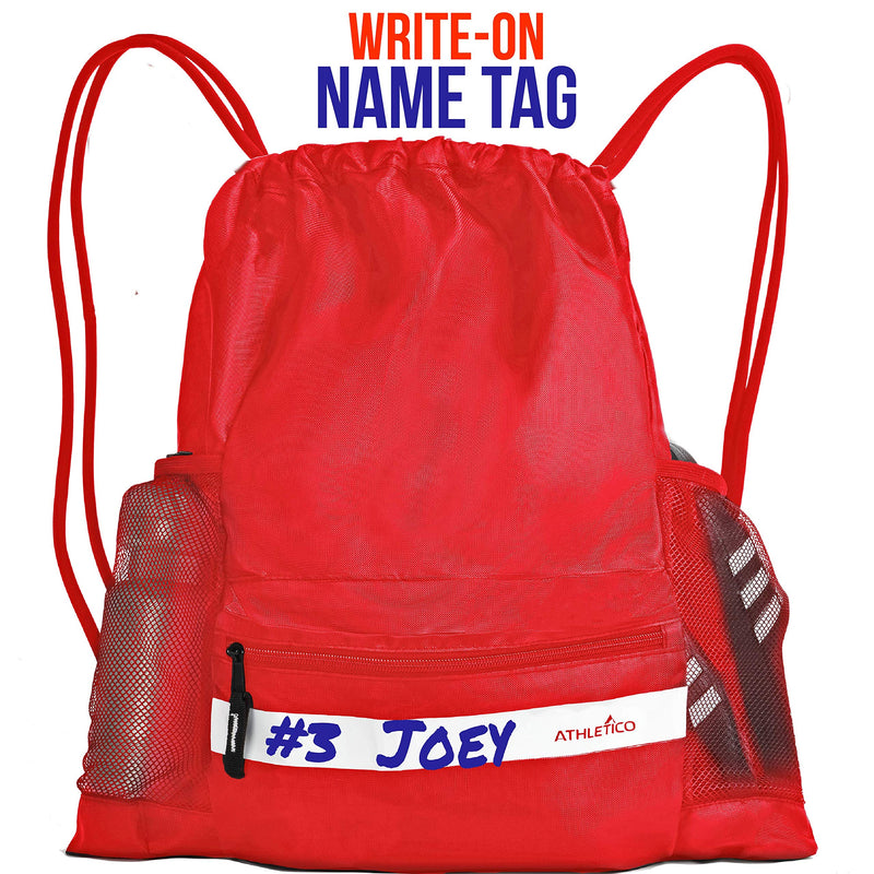 Athletico Drawstring Soccer Bag - Soccer Backpack for Boys or Girls Can Also Carry Basketball or Volleyball Red - NewNest Australia
